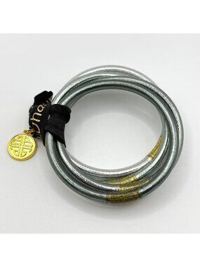 BuDhaGirl Serenity Weather Bangles Set Of 4 Metallic Silver & Gold Lightweight